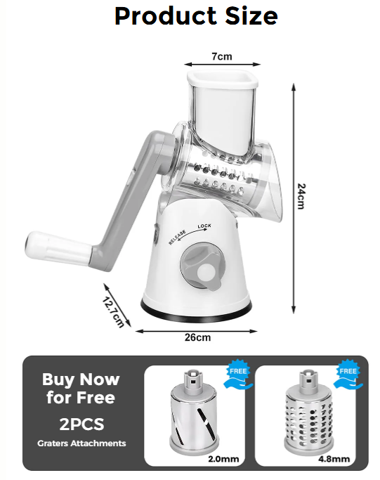 3 in 1 Rotary Grater Vegetable Slicer