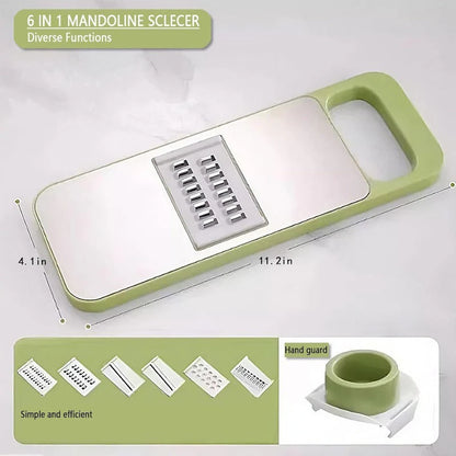 6 in 1 Slicer & Grater with Safety Holder & Extra Sharp V Blade