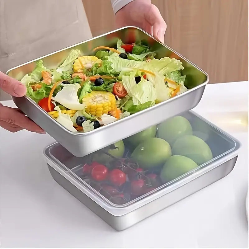 Non Stick Baking Pan Food Storage Box with Cover Pack of 2 🔥🔥