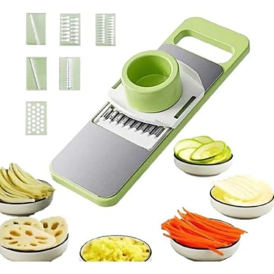 6 in 1 Slicer & Grater with Safety Holder & Extra Sharp V Blade