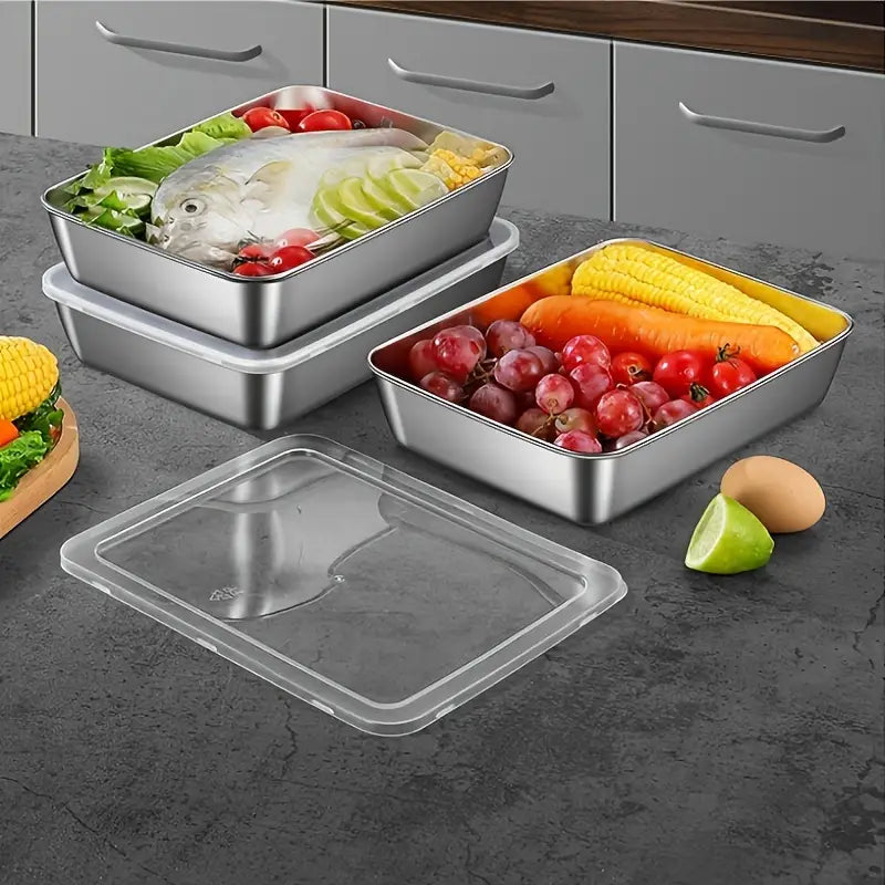Non Stick Baking Pan Food Storage Box with Cover Pack of 2 🔥🔥